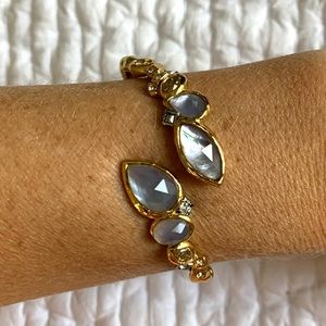 Alexis Bittar gold tone bracelet lavender stones